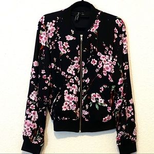 Floral Pink Blossom Bomber Jacket - Women's